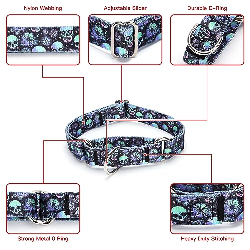 Heavy Duty Nylon Dog Collar, Adjustable Martingale Dog Collar for Walking Training Boy and Girl Dogs Medium Large Dogs (XL:53-62CM, Ocean) - color: Ocean, size: X-Large