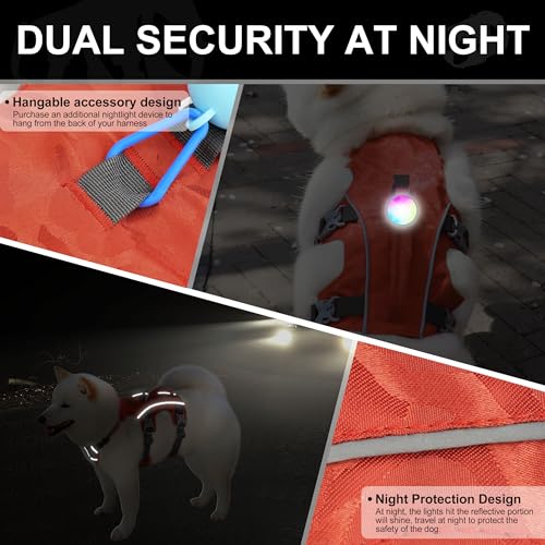 Escape Proof Dog Harness Small Sized Dog, Lightweight Full Body Pet Vest with Lift Handle & Leash Clip, Reflective Adjustable No Slip Dog Harness for Daily Walking(Vermilion,Chest:16-27") - color: Vermilion, size: S: Chest 16-27", Fit 12-25 lbs