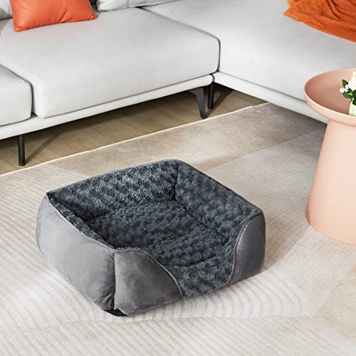 INVENHO Dog Bed Medium Size Dog, Orthopedic Warming Soft Calming Sleeping Puppy Bed Durable Pet Bed with Anti-Slip Bottom - color: Grey, size: M(25"x 21"x 8")