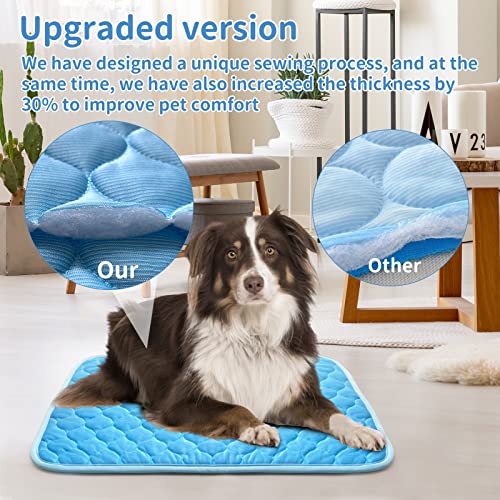 Dog Cooling Mat Non-Toxic Self Cooling Pad for Dogs Cats in Hot Summer Cool Pad Washable & Easy Clean - color: BLUE, size: XL 47x29in