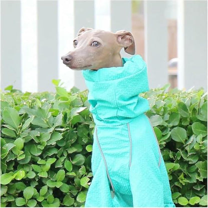 Large Dog Rain Jacket Greyhound Windbreaker Raincoat High Collar Adjustable Reflective Pet Clothes Rainproof Quick-Drying Jacket Coats for Whippet Dogs - color: Green, size: 2XL