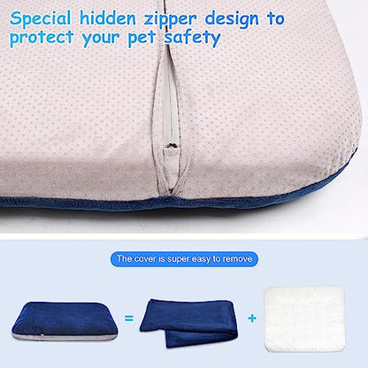 Magic Dog Super Soft Medium Dog Bed, 32 Inches Orthopedic Foam Pet Beds with Anti Slip Bottom, Dog Sleeping Mattress with Removable and Washable Cover, Blue M,32'' X 24'' X 3'' - color: Blue, size: 32.0"L x 24.0"W x 3.0"Th