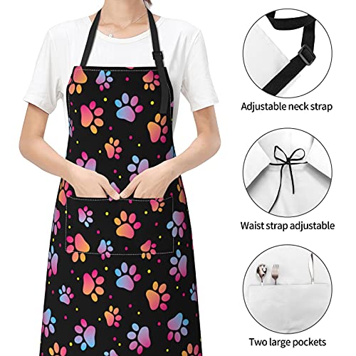 Dog or Paw Apron - 33" x 28" Large with 26" Waist Ties, Lightweight, with 2 Pockets for Your Cooking Essentials - style: Dogs Paw