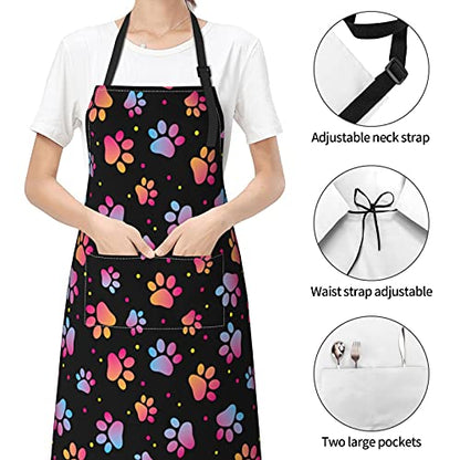 Dog or Paw Apron - 33" x 28" Large with 26" Waist Ties, Lightweight, with 2 Pockets for Your Cooking Essentials - style: Dogs Paw