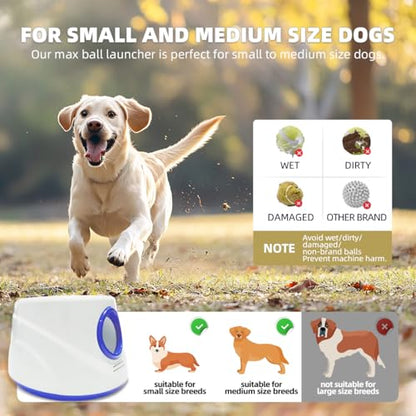 Automatic Dog Ball Launcher-Small Silent Dog Ball Thrower, 3 Adjustable Distances (20ft/33ft/46ft), Rechargable,Includes 3 Durable 2.3" Balls for Small/Medium Dogs (Yellow, Medium) - color: Yellow