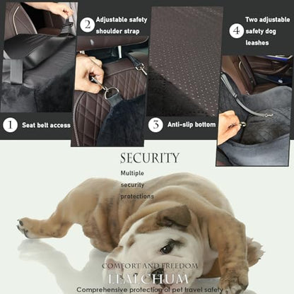 Lealchum Dog Booster Car Seat for Small/Medium Dogs Up to 35lbs,Ultra Soft Fabric Covered,6in Elevated Cushion,Fully Detachable and Washable,3 Straps & 2 Pockets,Easy to Install(Grey,Medium) - color: Grey