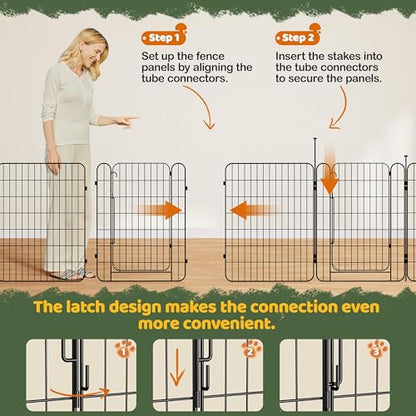 Yaheetech Expandable Dog Playpen, 8 Panel 32 inch Puppy Playpen with Door Indoor/Outdoor Pet Fence for Small Medium Dogs - size: 32 inch