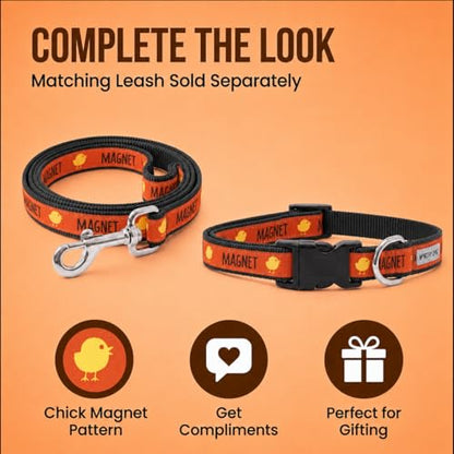THE WORTHY DOG Spring Holiday Chick Magnet Dog Collar – Durable Nylon, Woven Ribbon, Quick-Release Buckle, Nickel D-Ring – Red, Small - color: Chick Magnet - Red, size: Small