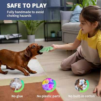 Act boldly 5-Pack Squeaky Dog Toys – Durable Animal-Shaped Plush Chew Toys for Dogs, Handmade Interactive Puppy Toys with Squeaker, Perfect for Reducing Destructive Behavior - color: blue/purple/green/grey/brown