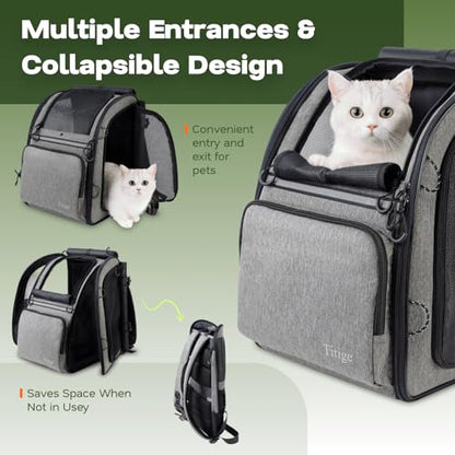 Premium Dog & Cat Carrier Backpack for Travel, Hiking & Vet Visits - Solid Durable Pet Backpack with Breathable Mesh, Safety Strap, Anti-Anxiety Curtain & Storage Pockets (Gray) - color: Gray