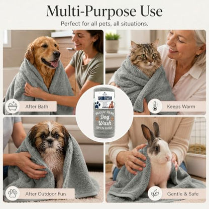 DAN RIVER Dog Towel - Pack of 1, 100% Cotton, 20x40, Ultra Soft 450 GSM, Super Absorbent & Quick Drying Towel for Dogs, Cats, and Other Pets, High Rise. - color: Silver