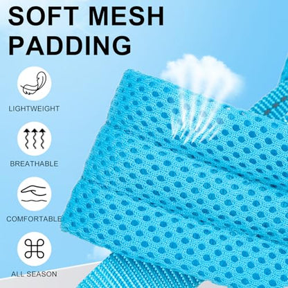 BEAUTYZOO No Pull Dog Harness Medium Sized Dog, Breathable Mesh Padded Dog Harness and Leash Set, Adjustable Reflective Escape Proof Dog Vest Harnessss Quick Fit for Training Walking, Blue M - color: Blue, size: M: Chest 21"-26.7"