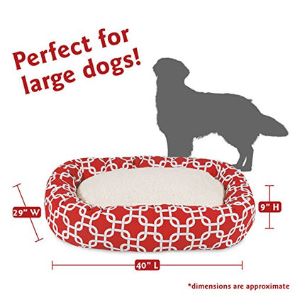 Majestic Pet 40 Inch Links Sherpa Calming Dog Bed Washable – Cozy Soft Round Dog Bed with Spine for Head Support - Fluffy Donut Dog Bed 40x29x9 (inch) – Round Pet Bed Large - RED - color: Red, style: 40 in.