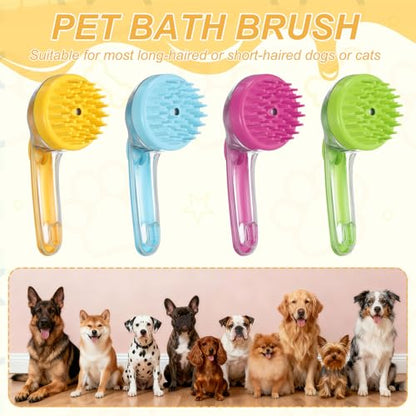 Pet Bath Brush, Dog Shampoo Brush New 2 in 1 Grooming Massage Scrubber Bubble Maker with Ring Built-in Shampoo Dispenser(Coarse,Yellow/Green), for Long Short Hair Cats Shower - color: Yellow/Green