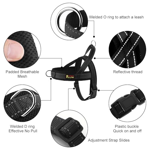 Plutus Pet No Pull Dog Harness with Breathable Mesh Padded, Adjustable Reflective Escape Proof Dog Harness, Quick Fit Dog Vest Harness for Small Medium Large Dogs(XS, Black) - color: Black, size: XS: chest 13.8"-17.3"