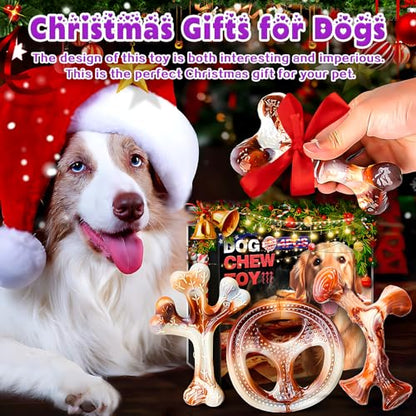 4 Pack Dog Chew Toys for Aggressive Chewers - Tough Indestructible Dog Toys with Bacon Flavor- Durable Nylon Bones Toy for Small Medium Large Breed - Puppy Gifts - size: Medium