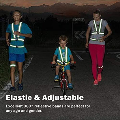 Reflective Vest, High Visibility Safety Vest Straps Reflective Gear for Night Running Walking Cycling for Men Women Kids - color: 2 Black