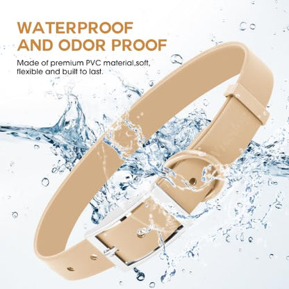 Wisedog Small Puppy Collar, XS 7"-10" × 1/2 in, Sand Color | Soft Rubber Coated Webbing, Cute Pet Collars, For Small Dogs Cats - color: Sand Color