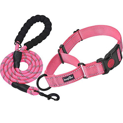 haapaw Martingale Dog Collar with Quick Release Buckle Reflective Dog Training Collars for Small Medium Large Dogs - color: Pink, size: M