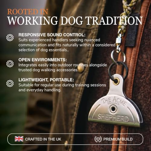 ACME 575 professional dog training shepherd lip, in mouth, whistle. Quality crescendo of sound. Sheep trails and herding. 100 dBA. Designed and Made in the UK (Nickel Silver) - color: Nickel Silver