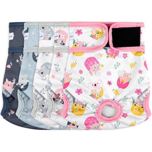 5 Pack Reusable Diapers for Doggie, Highly Absorbent Dog Diapers Female for Pet with Incontinence or Frequent Urination, X-Large Dog Diapers Female, Cute Koala Pattern - color: Koala, size: X-Large