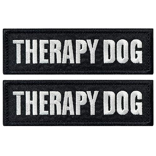 2 Pieces Therapy Dog Patches with Hook Backing for Service Animal Vests, Harnesses - color: 2pcs, Therapy Dog