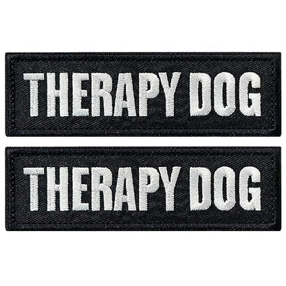2 Pieces Therapy Dog Patches with Hook Backing for Service Animal Vests, Harnesses - color: 2pcs, Therapy Dog