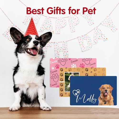 Personalized Dog & Cat Food Mat with Name & Photo Waterproof PU Pet Bowl Mat Non-Slip Rubber Bottom Easy Clean 3 Sizes (24"×16", 30"×20", 36"×24") Photo & Name - color: Photo & Name