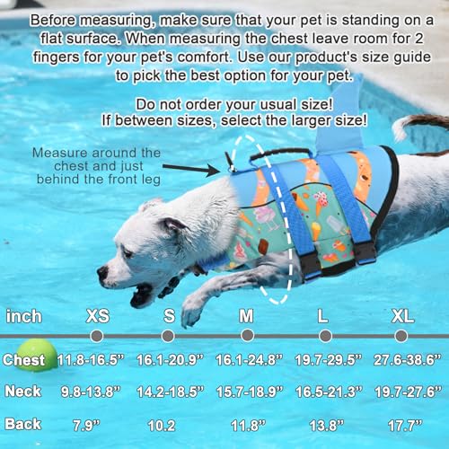 Fragralley Shark Fin Dog Life Jacket High Buoyancy, Adjustable Dog Life Vest with Quick Release Buckles & Rescue Handle for Swimming Boating, Small Medium Large Dogs - color: Shark-Turquoise+Ice cream, size: X-small