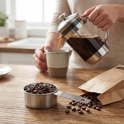 2 Pcs 1/4 Cup Scoop, 60ml 2oz Stainless Steel Measuring Cup Single Metal Dog Cat Food Scoop Coffee Measuring Cups Measure Cups for Cooking, Baking, Kitchen, Wet and Dry Ingredients, Dishwasher Safe