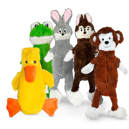 FGA MARKETPLACE Pack of 5 Flat NO Stuffing NO Squeak Plush Dog Toys, Funny Style Will Entertain Your Pet for Hours, Recommended for Small and Medium Dog 21 INCH Long - color: PACK 5