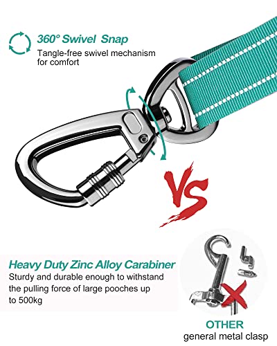AUBELL Dog Seat Belt for Car,Updated 3-in-1 Adjustable Reflective Bungee Heavy Duty Dog Car Harness Tether with Clip Hook Latch & Buckle,Swivel Zinc Alloy Carabiner,Teal - color: Teal