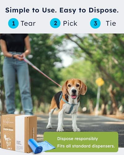 Wooflinen Home Compostable Dog Poop Bags – Leak-Proof Dog Poop Bags Rolls – Large 9x13”, Durable, Easy Tear – Made from Plant & PBAT Materials – For Big & Small Dogs – 240 Bags (16 Rolls) - size: 240 Count (Pack of 1)