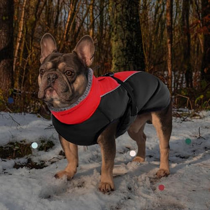 IECOii Extra Warm Reflective Adjustable Dog Jacket - Winter Coat with Buckle Fleece Turtleneck for Small to Extra Large Dogs - color: Red, size: Small(Chest:12.6-16.5 in)