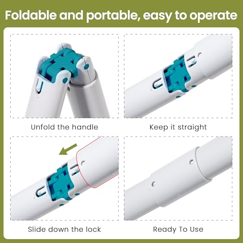 Dog Pooper Scooper Portable with Bag Attachment, One Handed Foldable Design, Includes 120 Waste Bags and Dispenser, 19 Inch Handle for Grass Yard Gravel Cleanup (Green) - color: Green + 120 garbage bags + dispenser