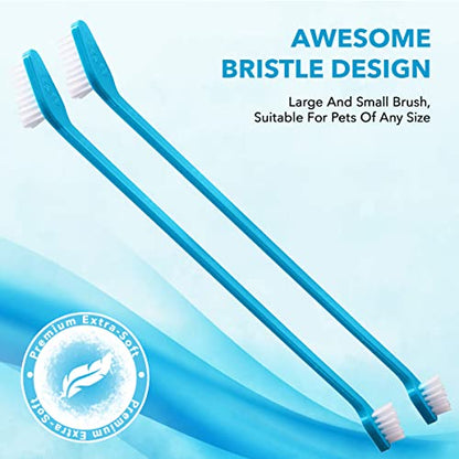 Boshel Dog Toothbrush Kit, 6 Dual-Headed Dog Tooth Brush + 2 Pet Finger Toothbrush for Small and Large Breeds, 8 Pack - style: 8 Pack