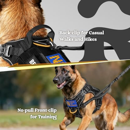 rabbitgoo Tactical Dog Harness Small Sized, No Pull Upgraded Reflective Heavy Duty Molle Vest with Handle, Adjustable Military Service Dog Vest for Walking Hiking Training, Black, S - color: Black Reflective, size: Small