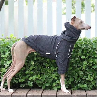 Large Dog Rain Jacket Greyhound Windbreaker Raincoat High Collar Adjustable Reflective Pet Clothes Rainproof Quick-Drying Jacket Coats for Whippet Dogs - color: Black, size: S
