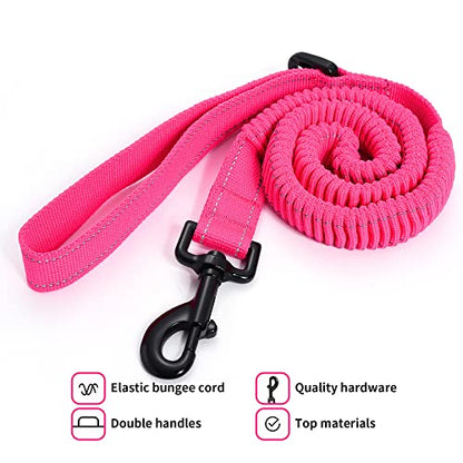 Mile High Life | Bungee Dog Leash | Gentle Pull Training Lead | Soft Comfort Texture | 3-5 Feet | for Dogs/Cats Under 20 lb (Pink) - color: 3-5 feet-Pink