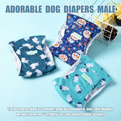 Wegreeco Washable Male Dog Diapers (Pack of 3) - Washable Male Dog Belly Wrap (Alpacas, X-Small) - color: Alpacas, size: X-Small (Pack of 3)