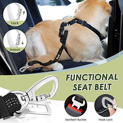Lukovee Dog Car Harness Seat Belt, Adjustable Mesh Breathable Vest with Elastic Bungee Tether, Soft Padded 2-in-1 Safety Car Harness Seatbelt for Small Medium Large Dogs (Camouflage,XS) - color: ·Camouflage, size: X-Small