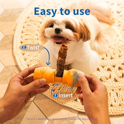 PetClan Chewise Bully Stick Holder, Improved Bully Sticks Holder, Ultimate Secure Heavy Duty, BPA-Free Safety Device to Prevent Choking, Fits Various Bully Sticks and Dog Sizes - color: Yellow, size: Small