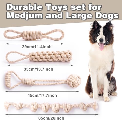 Dog Rope Toy, Rope Toys for Dogs Aggressive Chewers, for Large Dogs for Cleaning Teeth, Bite Resistant, 4 Pack - style: 4pcs