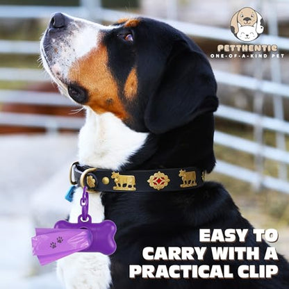 PETTHENTIC Biodegradable Dog Poop Bags with Leash Holder & Dispenser, 240 Count - Lavender Scented, Extra Thick Leak-Proof Cornstarch Waste Bags for Dogs, 16 Rolls, Eco-Friendly Compostable