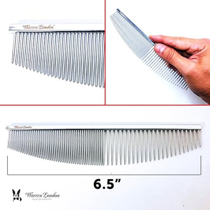 Warren London Copper Crescent Comb 6.5 Inch – Professional Dog Grooming Detail Comb with Curved Teeth – For Face, Legs, Tail, Ears, Paws, Mats, Tangles & Finishing – For Groomers & Pet Owners - style: Crescent Detail Comb