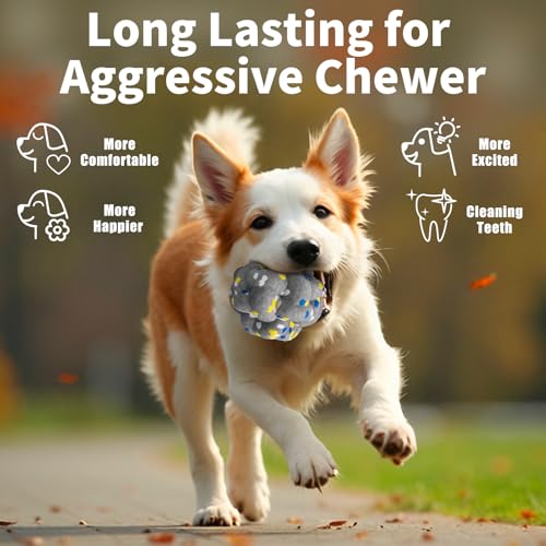 Moonorange Upgrade Dog Balls Interactive Toys for Aggressive Chewers, Indestructible Tennis Durable Bouncy for Fetch Game, Lightweight Floating, Grey - color: Grey-Yarnball