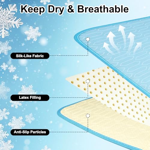 Quimoy Dog Cooling Mat 38"x28", Waterproof Pet Cooling Pad | Dog Cooling Pad with Chill Cold Fiber(Q-Max>0.4), Non-Slip Washable Summer Coolings Mat for Medium Dogs - size: 38”x28”