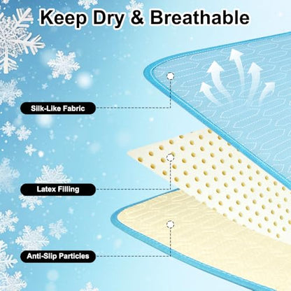 Quimoy Dog Cooling Mat 38"x28", Waterproof Pet Cooling Pad | Dog Cooling Pad with Chill Cold Fiber(Q-Max>0.4), Non-Slip Washable Summer Coolings Mat for Medium Dogs - size: 38”x28”