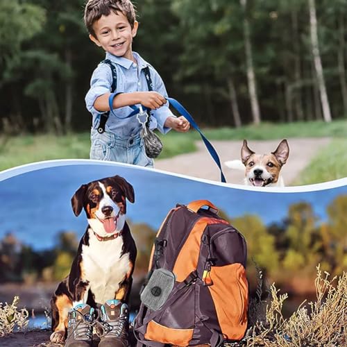 2pcs Dog Poop Bag Holder with 2 Hands-free holder Poop Bag Dispenser Pet Dog Waste Bag Dispenser Leash Attachment Fits Any Dog Leash for Dog Cat and Other Pets(Gray)