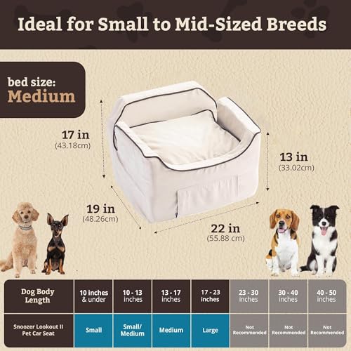 Snoozer Luxury Lookout Pet Car Seat, Medium Luxury II, Buckskin with Java - color: Buckskin with Java, size: Medium